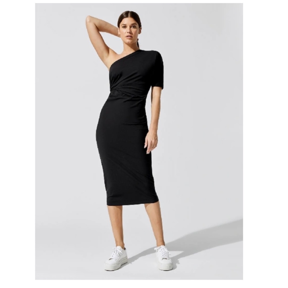 CARBON38 one shoulder black stretch dress size S